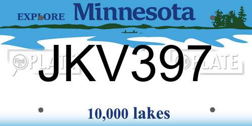 JKV397 Minnesota License Plate