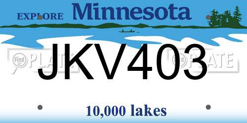 JKV403 Minnesota License Plate