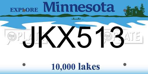 JKX513 Minnesota License Plate