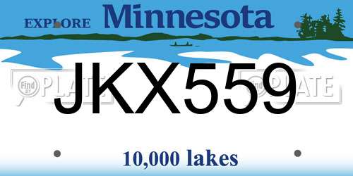 JKX559 Minnesota License Plate