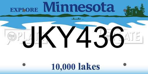 JKY436 Minnesota License Plate