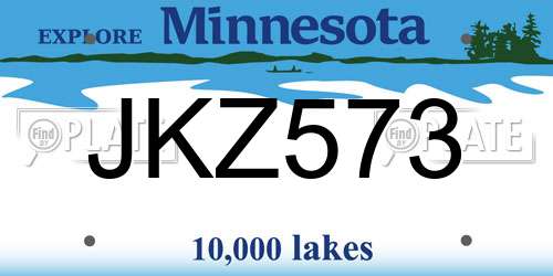 JKZ573 Minnesota License Plate