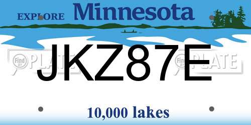 JKZ87E Minnesota License Plate