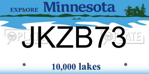 JKZB73 Minnesota License Plate