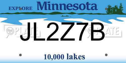 JL2Z7B Minnesota License Plate