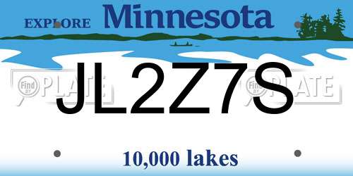 JL2Z7S Minnesota License Plate