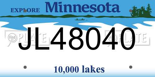 JL48040 Minnesota License Plate