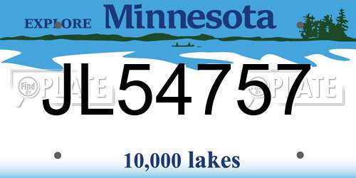JL54757 Minnesota License Plate
