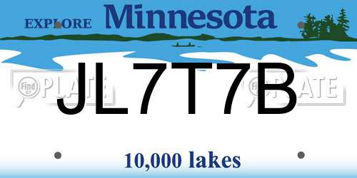 JL7T7B Minnesota License Plate