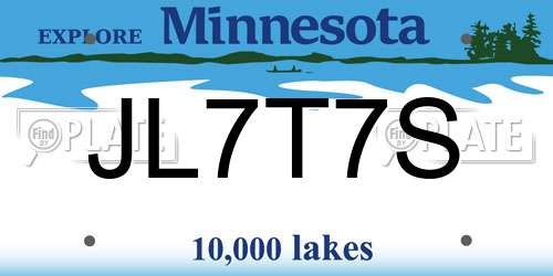 JL7T7S Minnesota License Plate