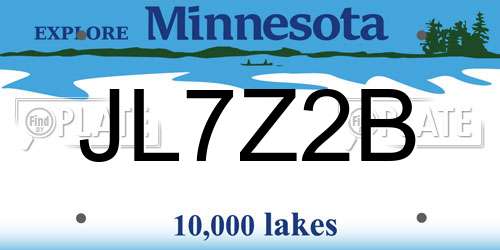 JL7Z2B Minnesota License Plate