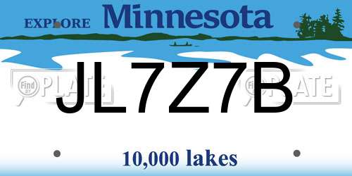 JL7Z7B Minnesota License Plate