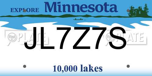 JL7Z7S Minnesota License Plate