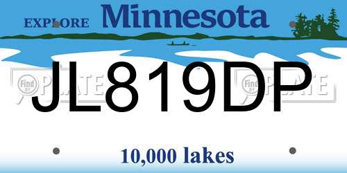 JL819DP Minnesota License Plate