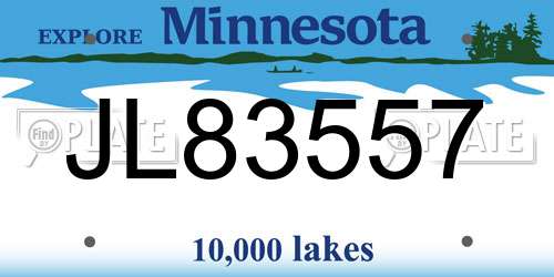 JL83557 Minnesota License Plate