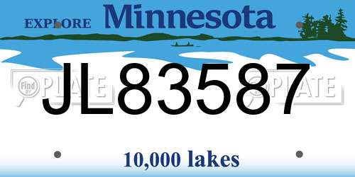 JL83587 Minnesota License Plate