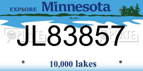 JL83857 Minnesota License Plate