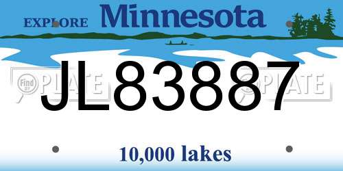 JL83887 Minnesota License Plate