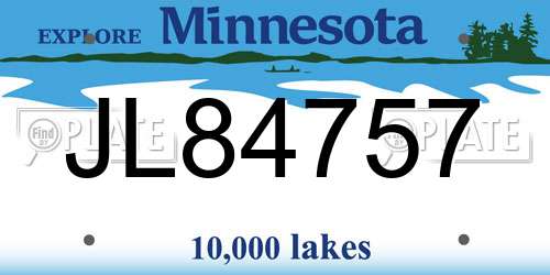 JL84757 Minnesota License Plate