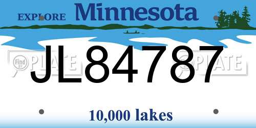 JL84787 Minnesota License Plate