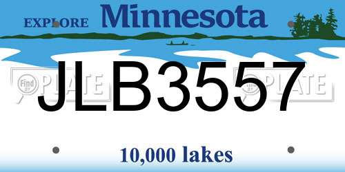 JLB3557 Minnesota License Plate