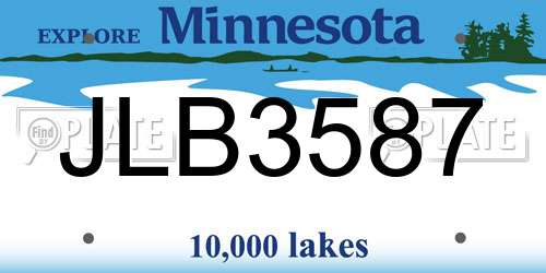 JLB3587 Minnesota License Plate