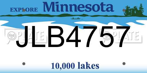 JLB4757 Minnesota License Plate