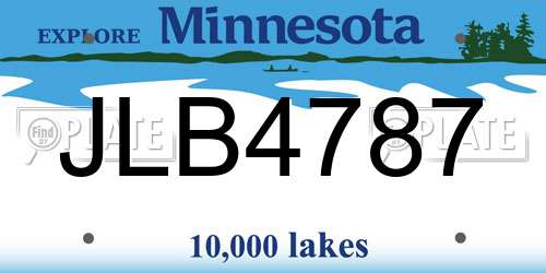 JLB4787 Minnesota License Plate