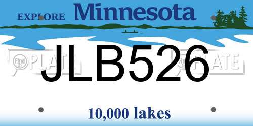 JLB526 Minnesota License Plate