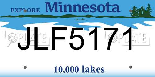 JLF5171 Minnesota License Plate