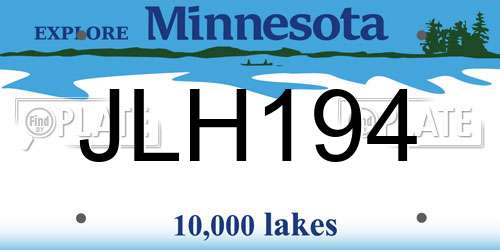 JLH194 Minnesota License Plate