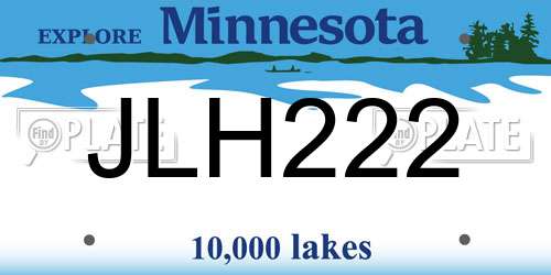 JLH222 Minnesota License Plate
