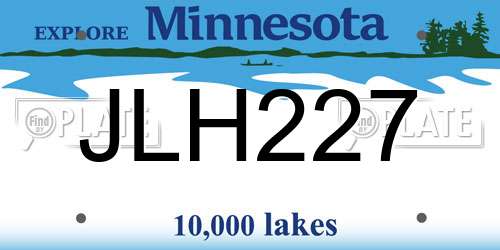 JLH227 Minnesota License Plate