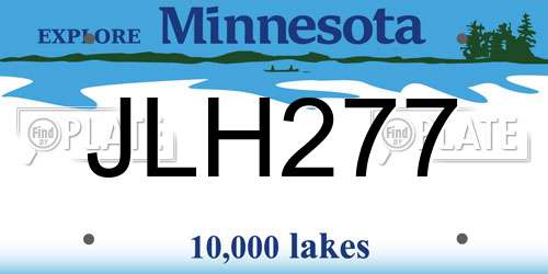 JLH277 Minnesota License Plate