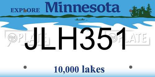 JLH351 Minnesota License Plate