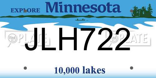 JLH722 Minnesota License Plate