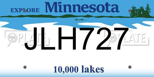 JLH727 Minnesota License Plate