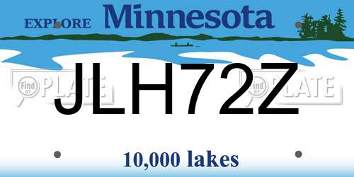 JLH72Z Minnesota License Plate