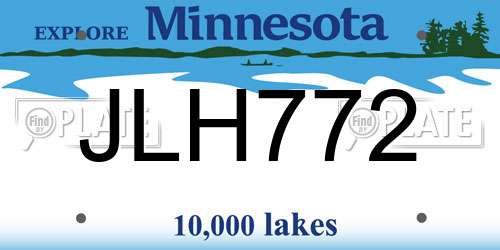 JLH772 Minnesota License Plate