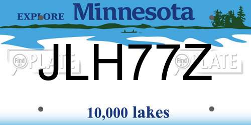 JLH77Z Minnesota License Plate