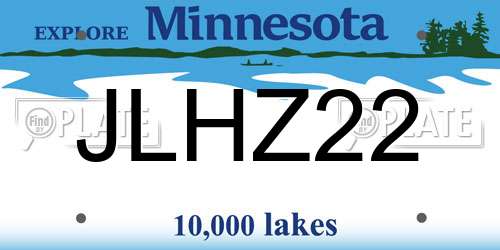 JLHZ22 Minnesota License Plate