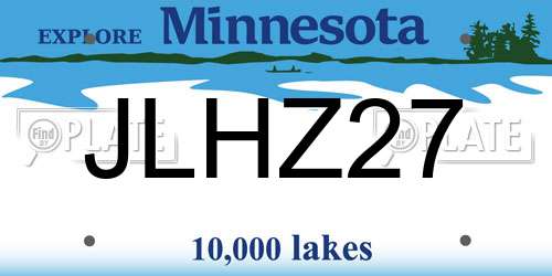 JLHZ27 Minnesota License Plate