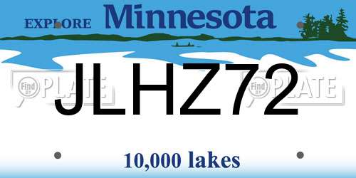 JLHZ72 Minnesota License Plate