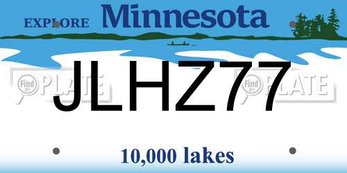 JLHZ77 Minnesota License Plate