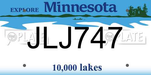 JLJ747 Minnesota License Plate