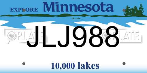 JLJ988 Minnesota License Plate