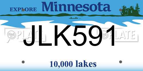 JLK591 Minnesota License Plate