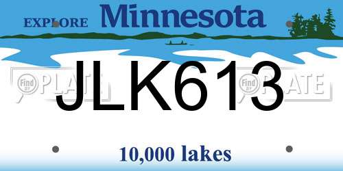 JLK613 Minnesota License Plate