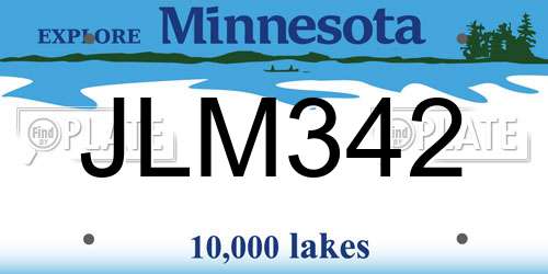 JLM342 Minnesota License Plate