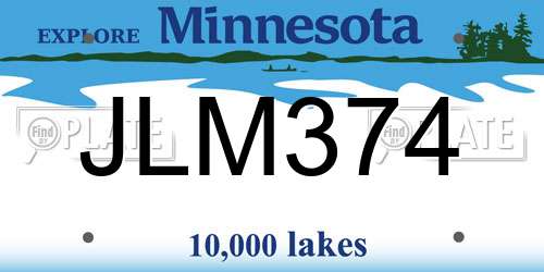 JLM374 Minnesota License Plate